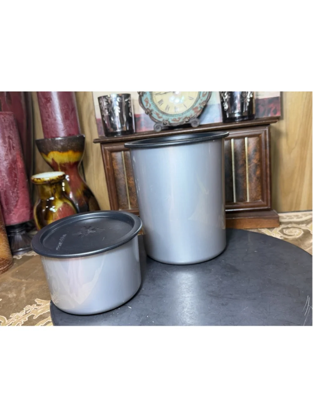 Tupperware Gray Modular Canister Set w Lids Large & Small Kitchen Storage